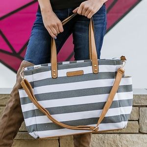 Aquila Gray Stripe Tote by White Elm (old edition)
